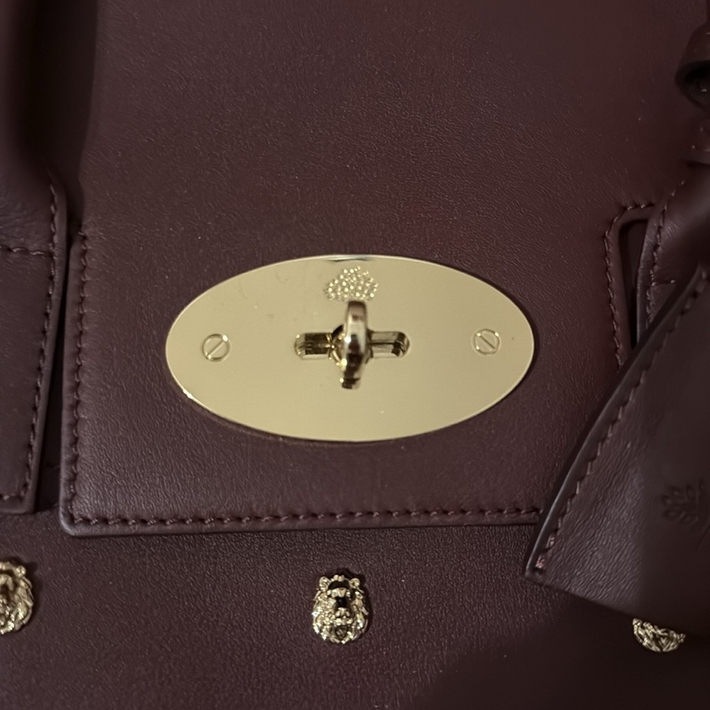MULBERRY Calfskin Studded Medium Cara Delevingne Convertible Satchel in Oxblood - Picture 12 of 17